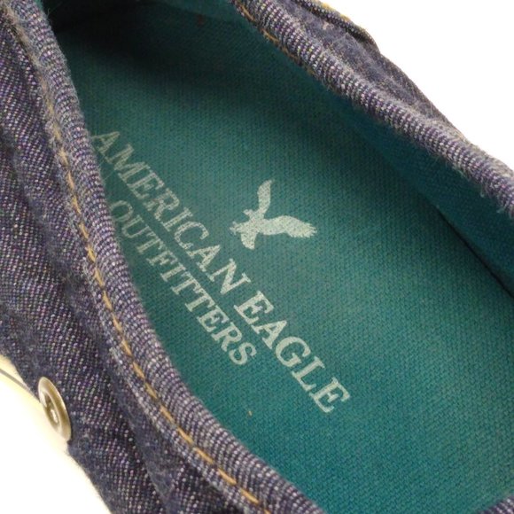 American Eagle US 11 Men's Denim Lace Up Low Top Casual Slip On Loafer Shoe - Picture 9 of 9